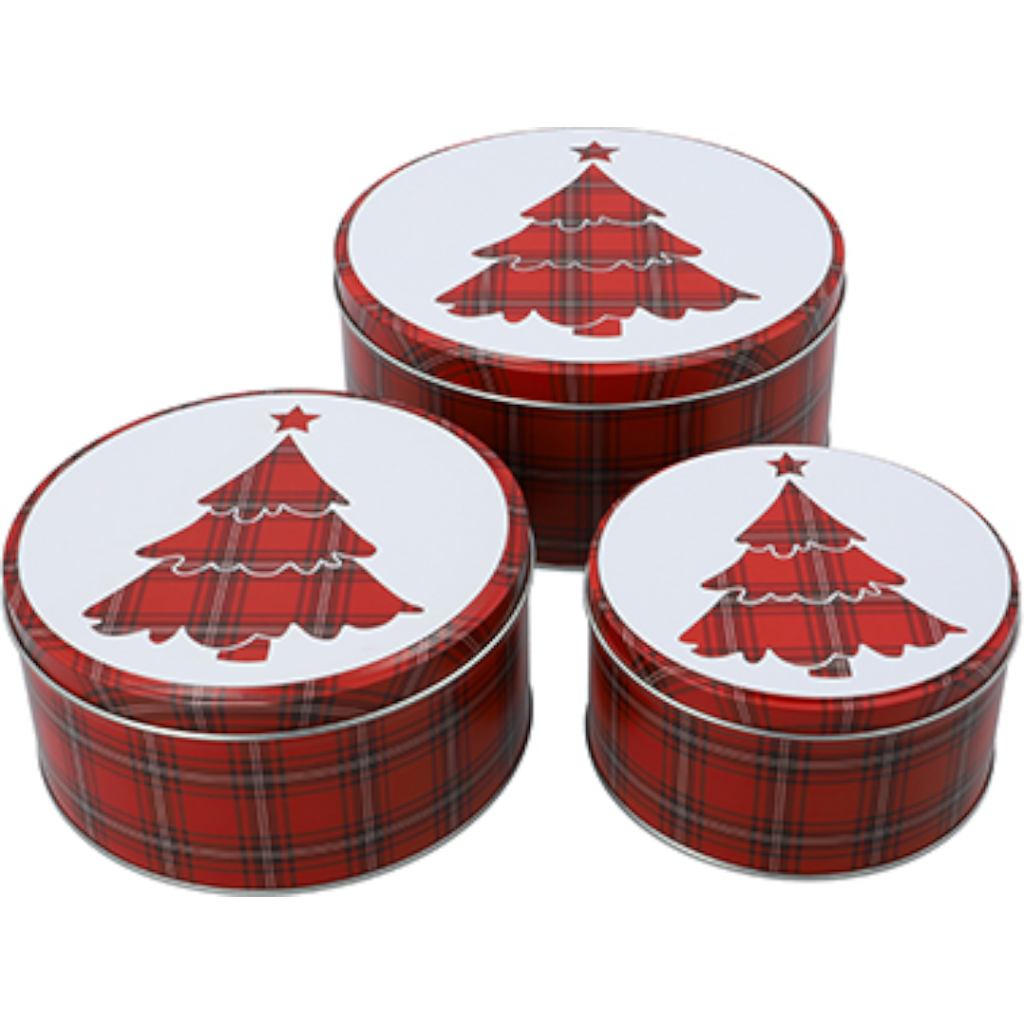 Set 3 cutii rotunde Craciun